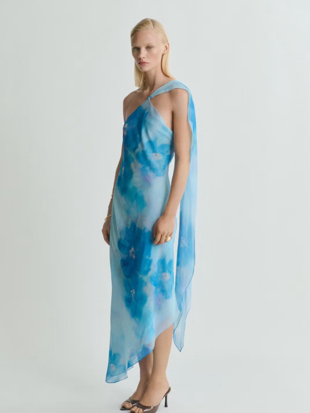 NWT Mango Asymmetrical Blue Dress scarf - Picture 3 of 5